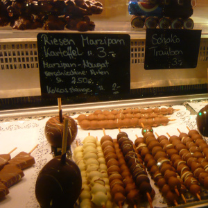 die Schokofrüchte auf dem Weihnachtsmarkt